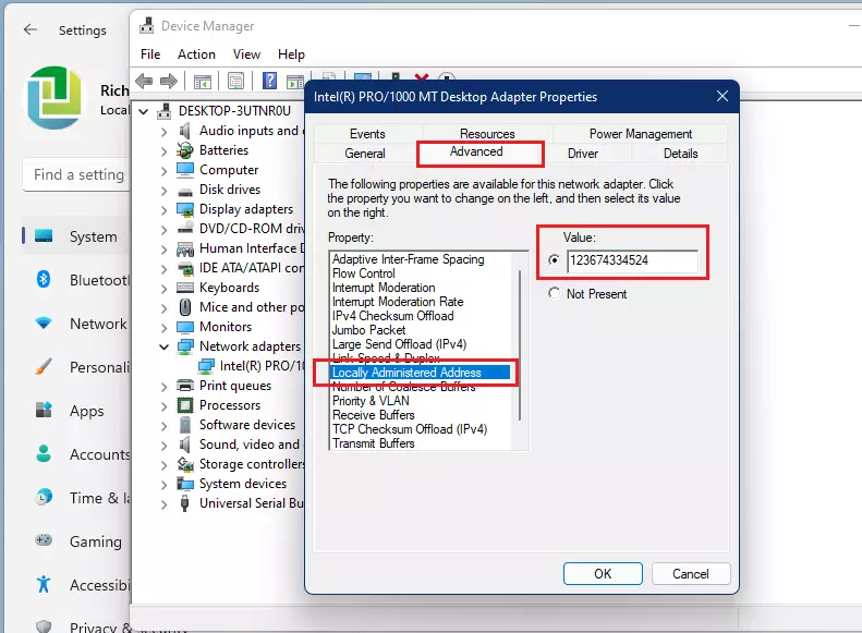 Change MAC Address 